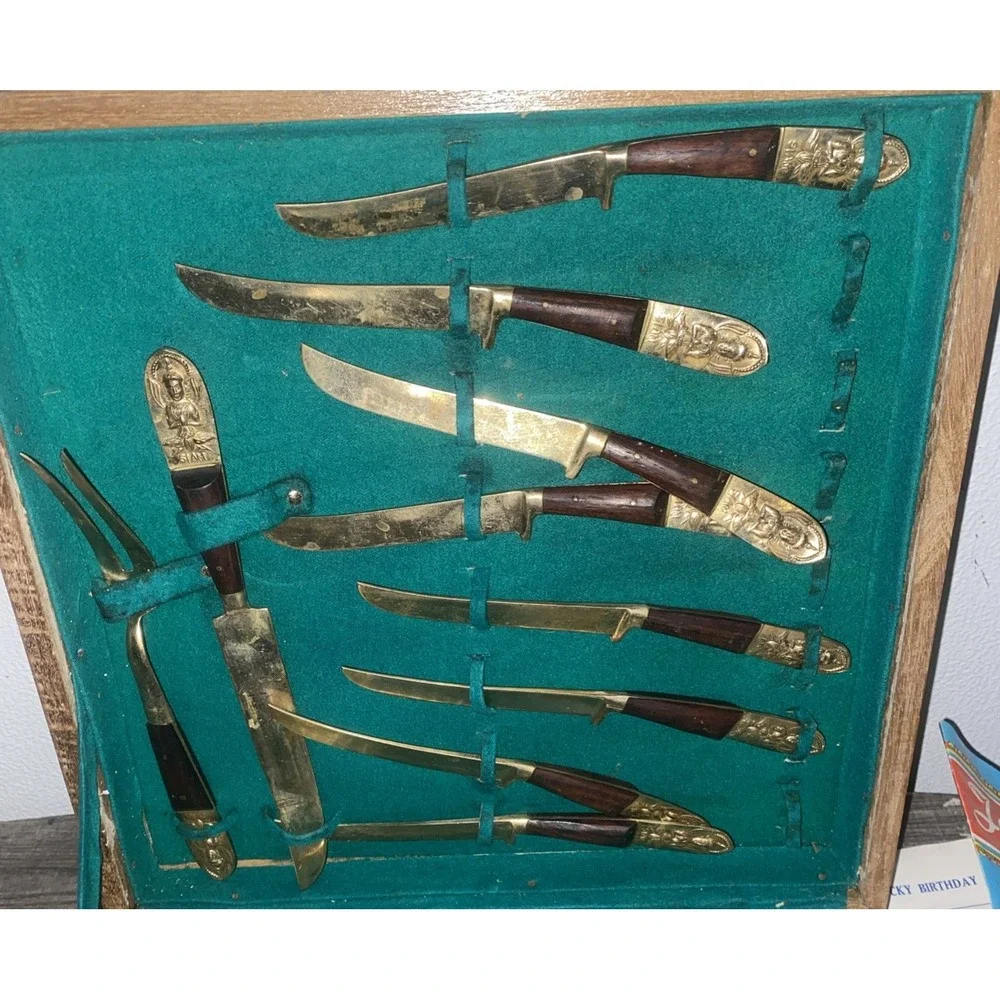 Vintage Lot of (34) James‎ Quality Jewelers Nickel/Bronze Dessert Flatware w/Box